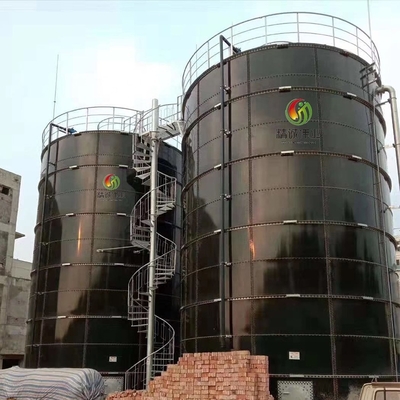 Q355B Q235B الصفيحة الفولاذية خزان الهضم اللاهوائي في الموقع